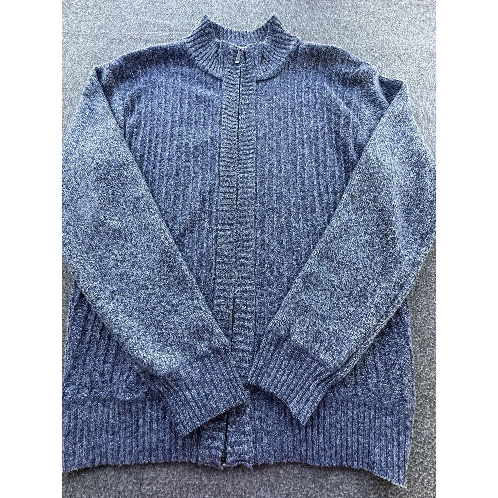 Akademiks Sweater Mens Large‎ Blue Heathered Full Zip Artfully Crafted Cardigan